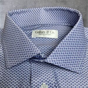 Collars & Co Polo Shirt Mens Small Relaxed Dress Collar Stretch Geometric NEW